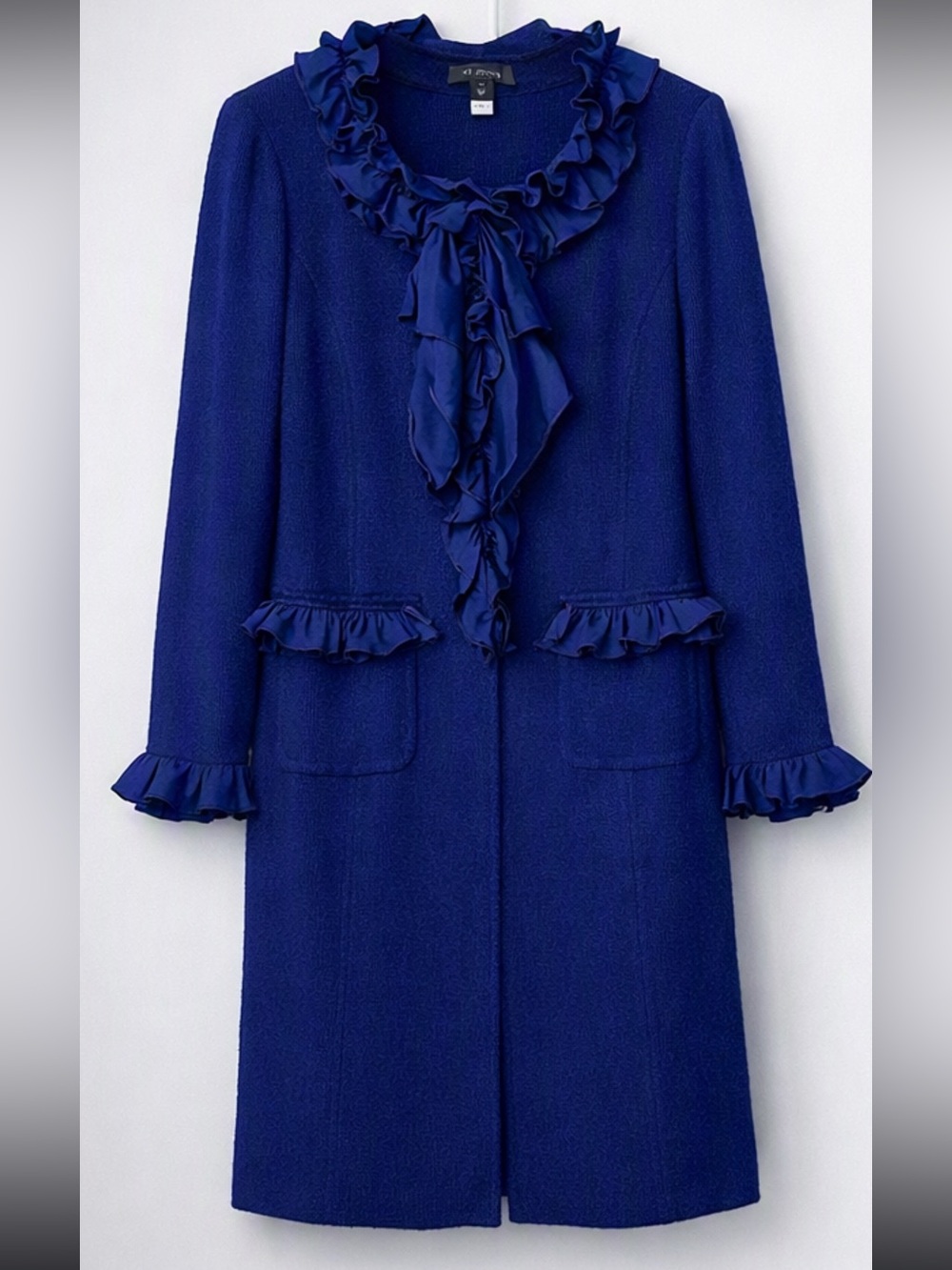St. John Knit Duster With Silk Ruffles